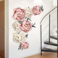 Peony Rose Flowers Wall Sticker,Peel & Stick Removable Wall Art Decals for