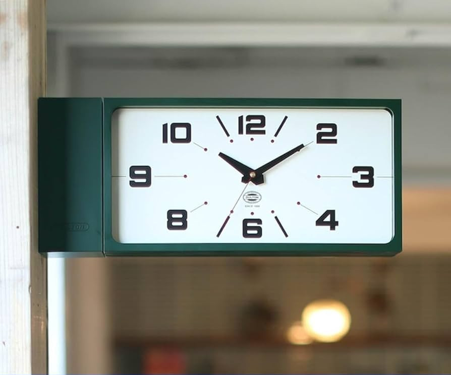 Dulton Double Face Clock Rectangle H21-0362DGN Green Silent Wall Table Japan