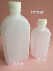 3pcs flat-type 200ml liquid empty plastic bottle PE & Screw-on Caps