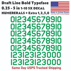 1-10 5x+ DRAFTLINE Outdoor Vinyl Decal Numbers for Mailbox Door Address Lockers