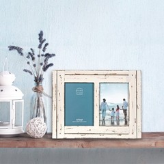 Rustic Hand-Painted Picture Frame Wall Mount/Tabletop Collage 5×7 Dual Display