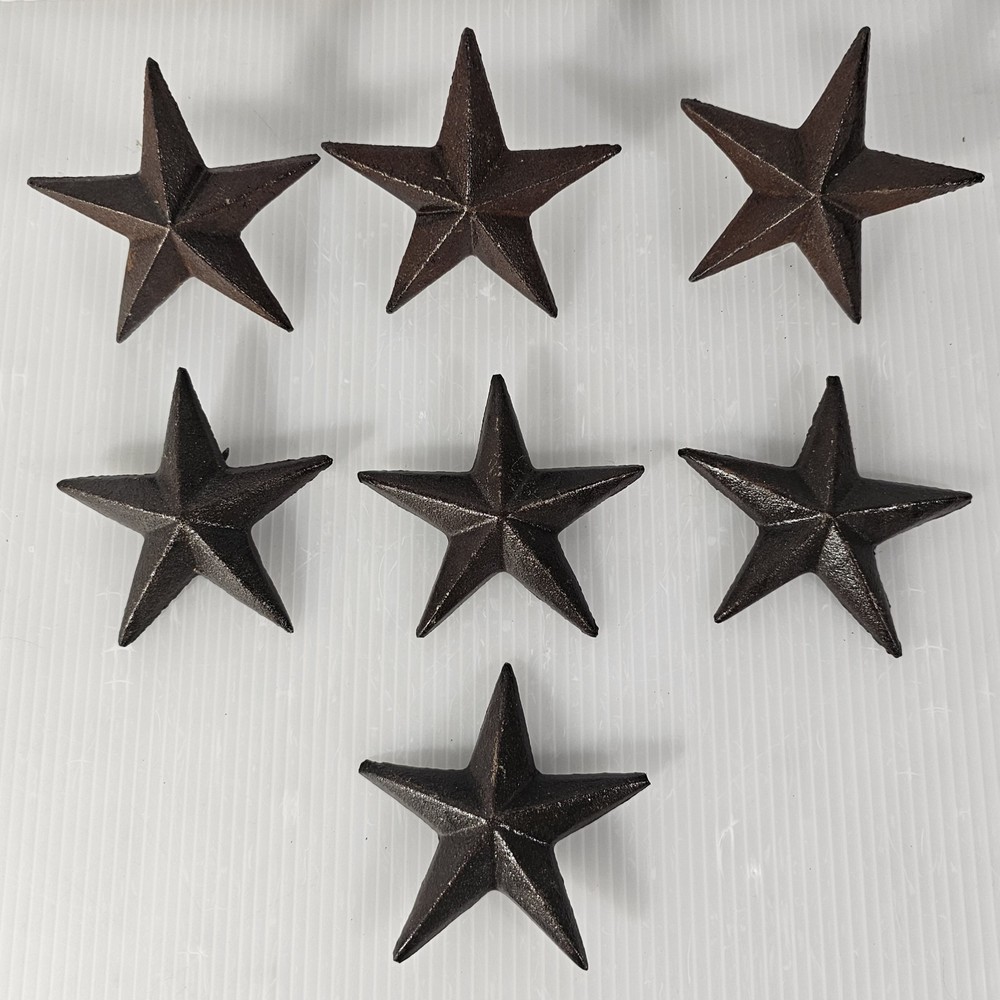 7 Cast Iron TX Texas Stars, Nail Backs, Western Rustic Decor DIY Crafts