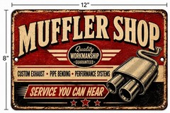 Retro Muffler Shop Sign Custom Exhaust Pipe Bending Garage Decor Metal 8×12