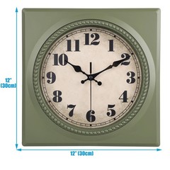 Vintage Wall Clock 1950s Style Retro 50’s Mid Century Square Battery Operated