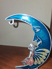 Spoontiques Medium Size Pewter Celestial Blue Crescent Moon Figurine