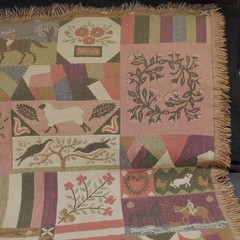 Woven Tapestry Throw Blanket Patchwork Americana Fringe Reversible Pastel VTG
