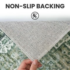 3×8 Washable Rug for Entryway, Green Soft Printed Area Rug, Non-Slip Kitchen …