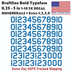 1-10 5x+ DRAFTLINE Outdoor Vinyl Decal Numbers for Mailbox Door Address Lockers