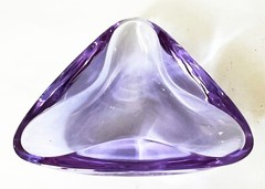 TRIANGULAR ALEXANDRITE NEODYMIUM GLASS BOWL CZECH GERMAN ITALIAN REGENCY STYLE