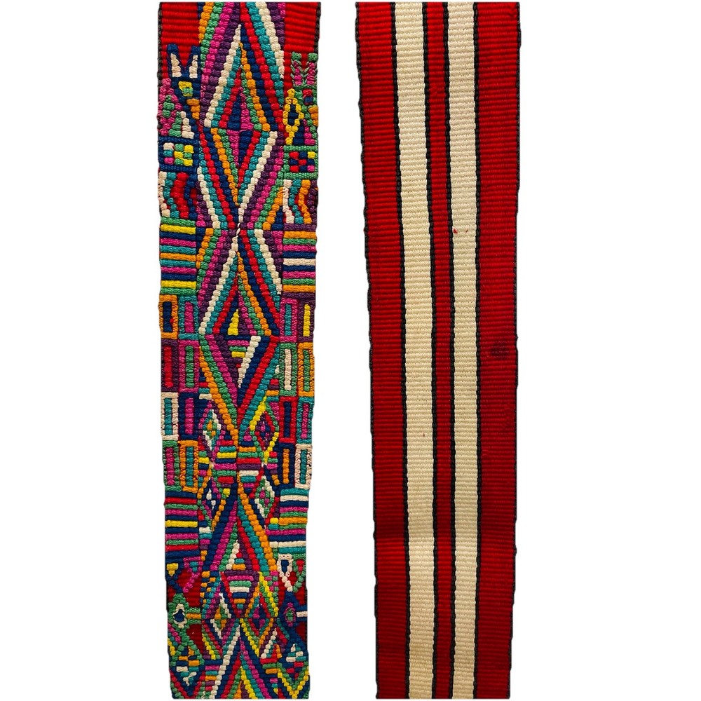 Vintage Handwoven Guatemalan Textile Sash Belt Faja Maya 108” L x 3.75” W