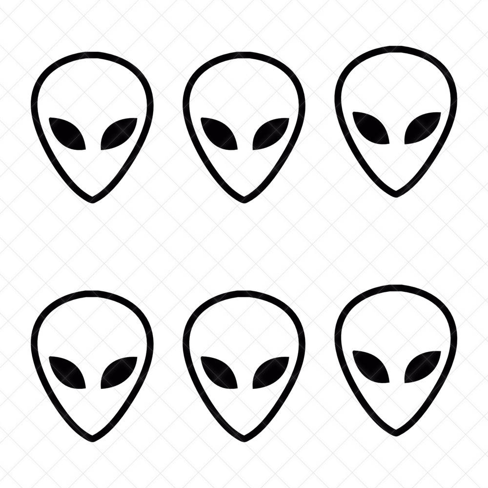 Set of 6 Alien Face Vinyl Decals Sticker for Halloween Decoration