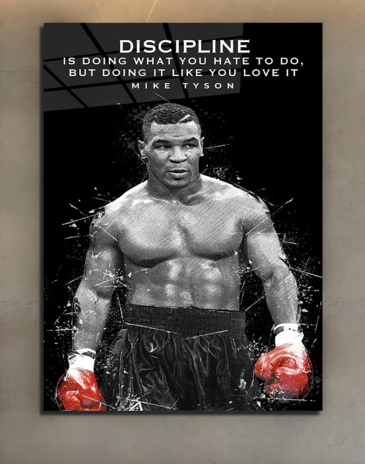 Mike Tyson Poster Art Discipline Motivational Quotes Wall Decor