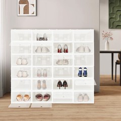 24-Pack Stackable Freestanding Shoe Storage Boxes Clear Front 33 × 23 × 14 cm
