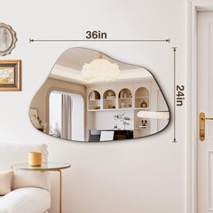 Fictor Irregular Asymmetrical Wall Mirror 36 X 24 Modern Decorative Mirror For