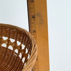 Vintage Woven Bamboo Fruit Basket Medium Boho Lattice Detail Handcrafted