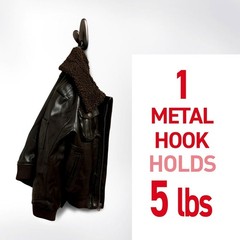 Command 5 lb Large Brushed Nickel Metal Hooks, 2 Coat Large,