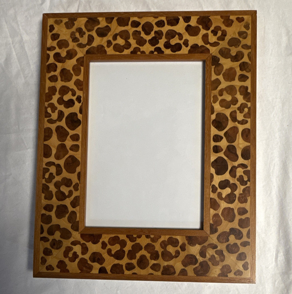 David Linley 8.5 x10.5 Leopard wood frame Freestanding Frame excellent condition