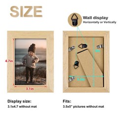 3.5×5 Picture Frame Natural, Solid Wood Frames with Plexiglass for Table Top …