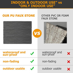 ROOMTEC 6-Packs Faux Stone Wall Covering Panels for Interior and Exterior Decor,