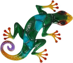 Metal Gecko Wall Decor,Outdoor Hanging Lizard Wall Art,Colorful Metal Lizards Wa