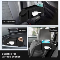 7-In-1 Car Seat Back Organizer with Cup Holders, Tissue Box, Garbage Can&Hook…