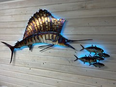 Sailfish chasing bait Stainless steel metal art