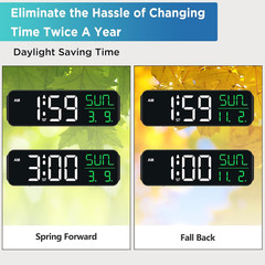 Large Display Digital Alarm Clock for Bedrooms, Date Day of Week Calendar Desk T