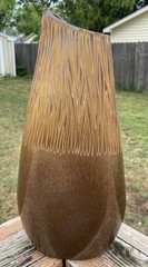 Abstract Brown Gold Glass Vase Contemporary Art Decor Italian Pontil Handcrafted