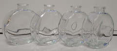 4 DECORATIVE CLEAR GLASS ROUND BOTTLES APOTHECARY 4 INCHES HOLDS 4 OZS
