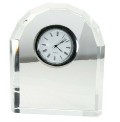 CLEAR CUT CRYSTAL MANTEL AND DESK ANALOG QUARTZ CLOCK