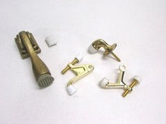 LOT OF (4) MISCELLANEOUS ASSORTMENT OF DOOR STOPS, (1) IVES 430, 1 KICK DOWN