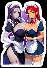 Teen Titans Sexy Maid Waifusn4″x4″ Sticker Glossy Henti Decal