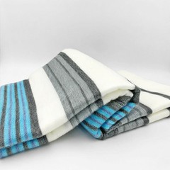 SOFT & WARM STRIPED ALPACA LLAMA WOOL BLANKET PLAID 90″x65″ QUEEN
