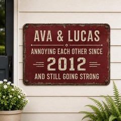 Personalized Vintage Metal Sign, Custom Couple Gift, Anniversary Wall Decor