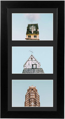 7X14 Wood Frame for Three 4X6 Picture – Black with 3-Opening Black Mat Color – P