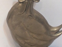 VTG 1987 Upper Deck Solid Brass Goose Door Stop Bookend 9″H 4.5″W 2lbs Bow Tie +