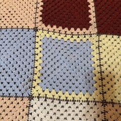 Crocheted Organic Afghan Granny Squares Lap Crib Baby Nursery Blanket 54”x42”