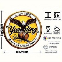 2D Flat, 1 Round Aluminum Tin Metal Signs 8×8 Inches – Vintage Yuengling Inspire