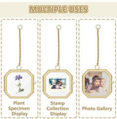 Pressed Flower Frames, 2.3 Inch Mini Hanging Double Glass Picture Frame with …