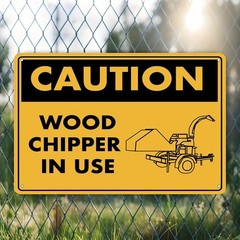 Tin Sign Caution Wood Chipper Metal Plaque 20*30cm