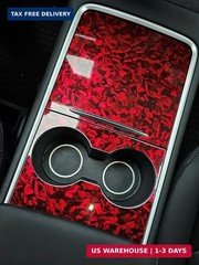 LZLRUN Forged Gloss Carbon Fiber Red Vinyl Wrap Roll Air Release Sticker Sheet F