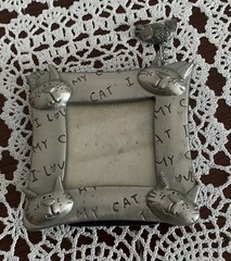 Pewter Love My Cat Themed Photo Frame 3 x 3 Inch Holds One Photo Easel Back