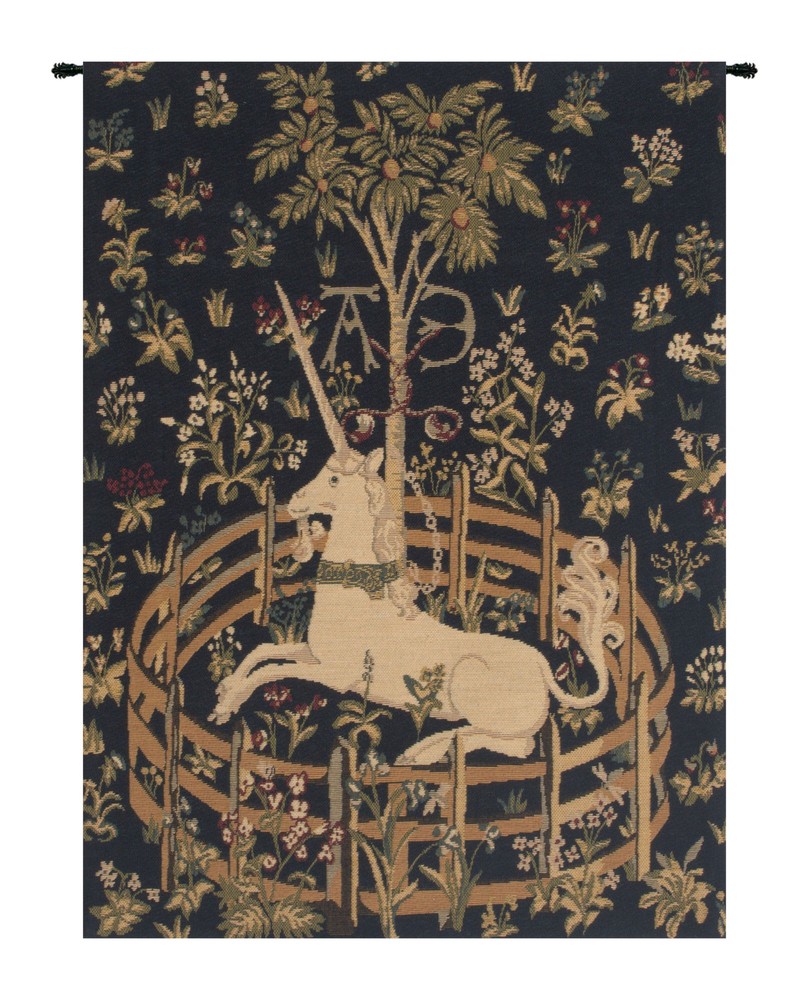 Unicorn in Captivity V European Tapestry Wall Art Hanging Decor (New) 23×18 in