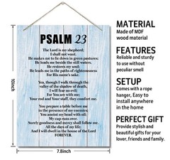 Inspirational Wood Art Sign – Psalms 23 Bible Verse Wall Decor 10×7.8 Inch