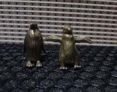 Pair of Vintage Solid Brass Little Penguins Animal Figurine Statues Sculptures