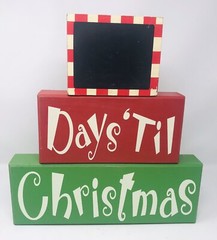 Wooden Sign “…Days Til Christmas”Christmas Block Stand/Wall Decor 14” X15”