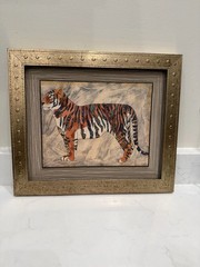 Global Views Framed Batik Pattern Tiger Wall Art