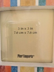 NEW Pier 1 Imports Colorful Wood Mosaic 3”x3” Picture Frame Vertical Photo Desk