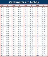 Table Cm to Inches Conversion Chart – 8 x 6 inches Vinyl Decal, Centimeters to I