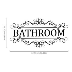 DIY Removable Bathroom Sign Door Decal Accessories Wall Sticker Home Black